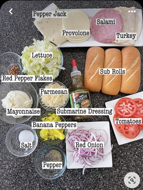 Diy Party Subs Sandwiches, Subs For Lunch, Grinder Sandwiches Ingredients, Subs At Home Easy Recipes, Easy Grinder Sliders, Grinder Sandwiches With Submarine Dressing, Best Hoagie Sandwiches, Best Grinder Sandwich Recipe, Subs To Make At Home