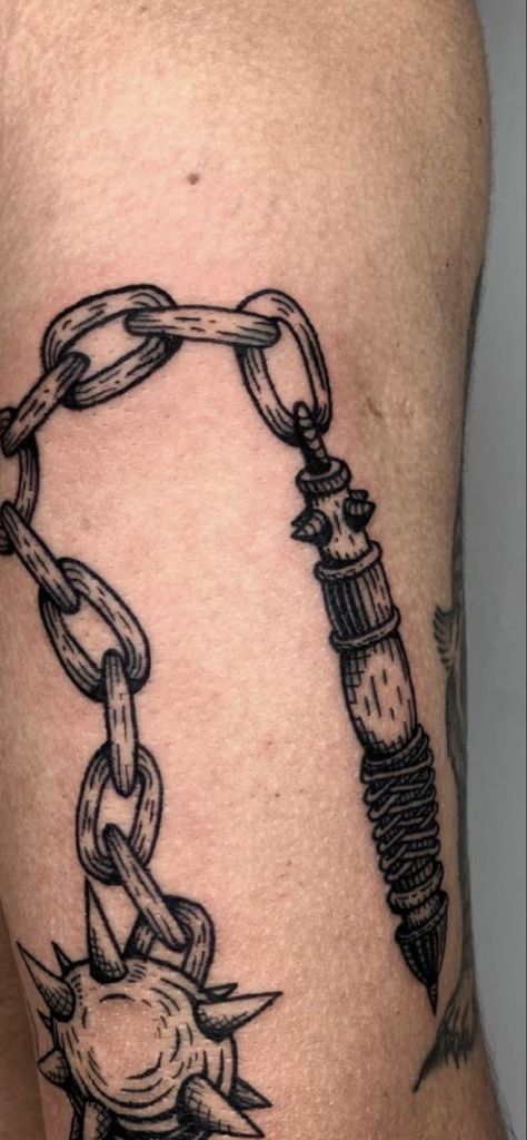 Rope Tattoo For Men, Chain Tattoo Men, Ball And Chain Tattoo, Rope Tattoo, Chain Tattoo, Rib Tattoo, Wall Paintings, Blackwork Tattoo, Pretty Tattoos