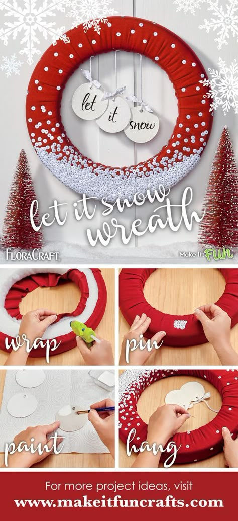 Dollar Store Christmas Decor, Dollar Store Christmas, Xmas Wreaths, Noel Christmas, Christmas Wreaths Diy, Wreath Crafts, Christmas Deco, Let It Snow, Xmas Crafts