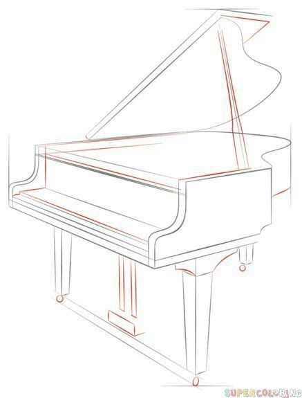 Instruments Painting, Get Better At Drawing, Piano Design, Music Drawings, Music Festival Poster, Drawing Tutorials For Kids, Drawing Tutorial Easy, Grand Piano, Drawing Supplies