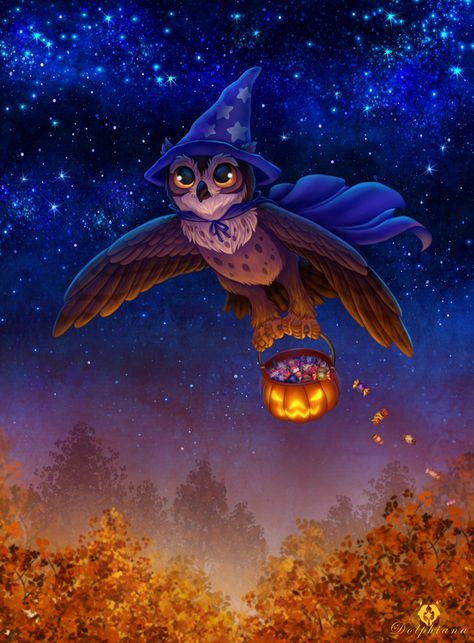 Owl Flying, Uhyggelig Halloween, Photo Halloween, Image Halloween, Halloween Kunst, Desain Buklet, Halloween Owl, Halloween Scrapbook, Halloween Artwork