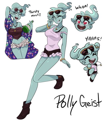 Polly Geist, Monster Reference, Monster Camp, Gaming Things, Slimes Girl, Female Monster, Hugs And Cuddles, Monster Prom, Anime Monsters