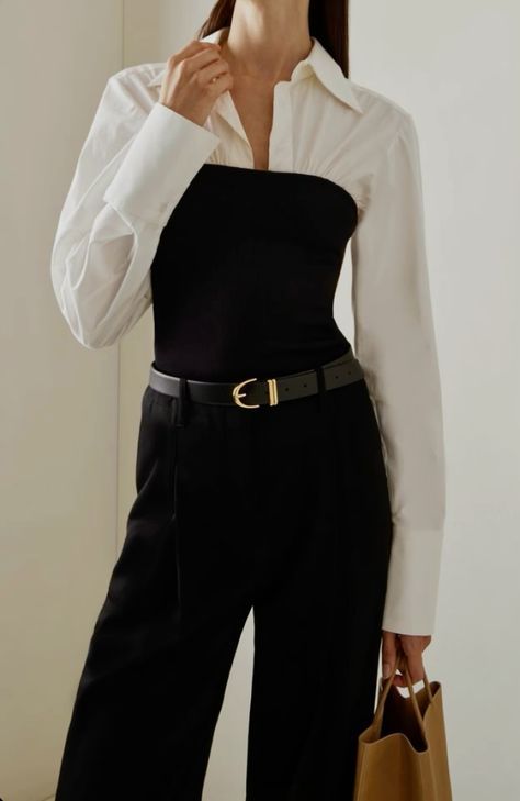 Strapless Jumpsuit Outfit, Cloth Styles, White Blouse Outfit, Blouse Outfit Casual, Black Strapless Jumpsuit, Corporate Baddie, Anna Quan, Blouse Elegant, Classy Casual Outfits