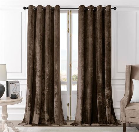 Amazon.com: SMILETIME Amber Beige Crushed Velvet Curtains 52x96 inch Luxurious Thermal Insulated Soundproof Drapes for Living Room Bedroom Office Soft and Durable Light-Filtering Window Treatments, 2 Panels : Home & Kitchen Crushed Velvet Curtains, Light Filtering Window Treatments, Drapes For Living Room, Crushed Velvet Fabric, Drape Panel, Velvet Curtains, Curtain Designs, Sound Proofing, Crushed Velvet