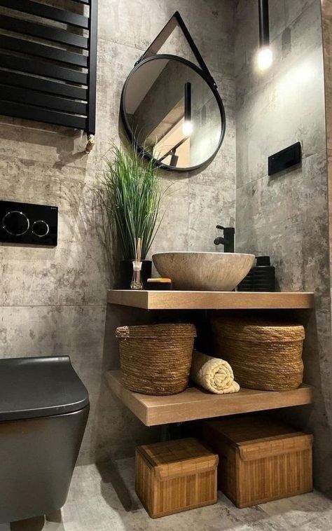 Bathroom Design Decor, Rustic Bathrooms, Toilet Design, Bathroom Inspiration Decor, Bathroom Trends, Rustic Bathroom, Dream Bathroom, House Bathroom, Modern Bathroom Design