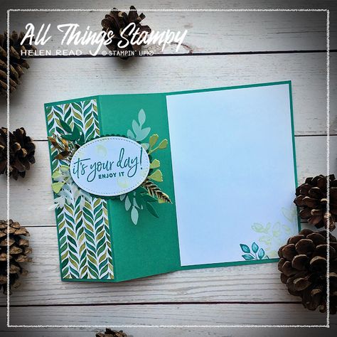 Tutorial: Z-fold cards with Forever Greenery Suite How To Make A Z Fold Card, Z Fold Cards Templates, Fancy Fold Cards Templates, Z Fold Cards Ideas, Z Fold Cards, Card Making Ideas, One Sheet Wonder, Cardmaking Ideas, 4th November