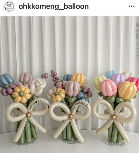 Flower Balloon Tutorial, Balloon Flowers Bouquet, Balloon Bouquet Ideas, Balloon Flower Bouquet, Flower Balloons Diy, Balloon Decorations Diy Tutorials, Balloon Flower Decorations, Balloon Bouquet Diy, Cute Birthday Ideas