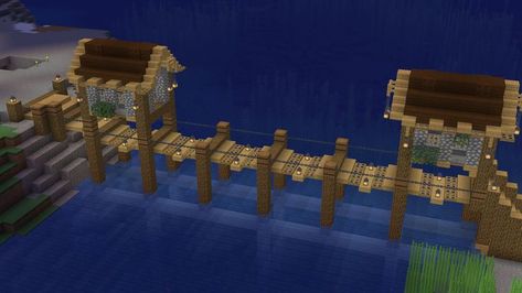 Minecraft River, Minecraft Build Ideas, Minecraft Bridge, Bridge Ideas, Building Aesthetic, River Bridge, River Edge, Wooden Bridge, Minecraft