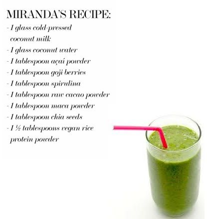 Miranda Kerr's Super-Start spirulina smoothie  http://www.net-a-porter.com/magazine/200/24 Smoothie Recipies, Spirulina Smoothie, Smoothie Popsicles, Bread Makers, Health Topics, Superfood Recipes, Eating Clean, Art Typography, Smoothie Shakes