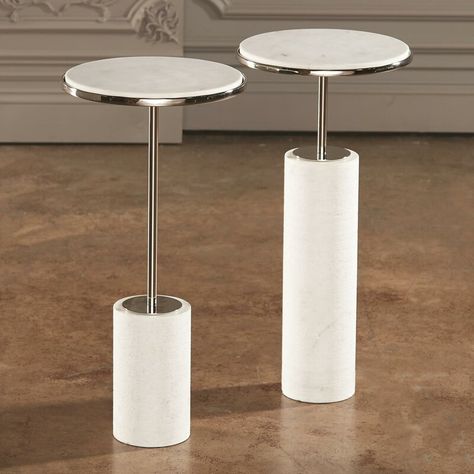 Global Views Short Cored Marble Table-Nickel - Wayfair Canada Drink Tables, Round Metal Side Table, Marble Tables Design, Marble Frame, Round Table Top, Metal Side Table, Global Views, Drink Table, Side And End Tables