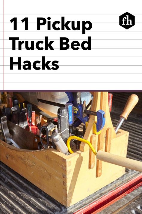 Handyman Truck Setup, Pick Up Truck Organization Ideas, Pick Up Truck Storage Ideas, Truck Bed Tool Box Ideas, Truck Bed Hooks, Truck Bed Hacks, Pickup Truck Organization Ideas, Diy Truck Tool Storage, Pickup Truck Storage Ideas