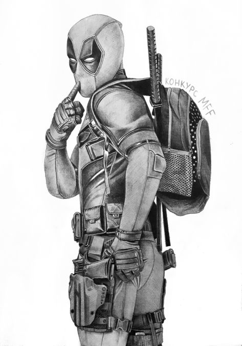 Deadpool Sketch Pencil, Movie Character Sketch, Deadpool Sketch, Deadpool Drawing, Marvel Art Drawings, Deadpool Art, Graphite Art, Comic Drawing, Deadpool Wolverine