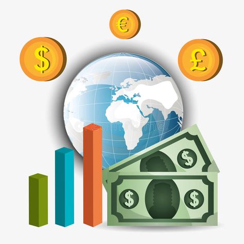 Money and global economy stock illustration Economy Graphic Design, Economy Poster, Graphic Design Vector, Inspiration Instagram, Global Economy, About Money, Design Vector, Stock Illustration, Stock Vector