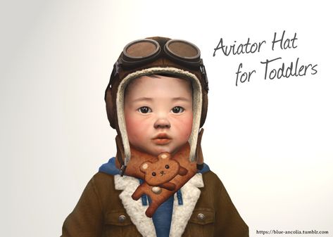 Blue Ancolia, Aviator Cap, Sims Pets, Cc Hats, Free Sims 4, Sims 4 Cc Folder, Aviator Hat, Sims 4 Toddler, Sims Four