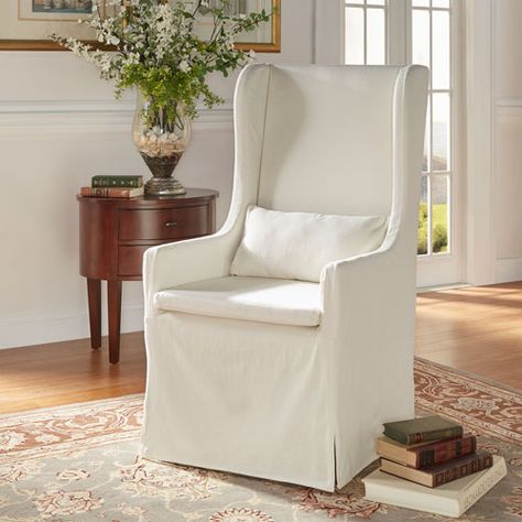 HomeHills Lisle White Slipcover Wingback Host Chair White Slipcover, White Slipcovers, Host Chairs, Big Sofas, Grey Dining, High Back Chairs, Chair Bed, Furniture Dining Chairs, Cool Chairs