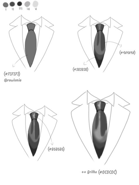 Gravatas Necktie Drawing Reference, Loose Tie Reference, Bowtie Reference, Tie Art Reference, Neck Tie Drawing, How To Draw A Tie, Tie Drawing Reference, Necktie Drawing, Tie Sketch