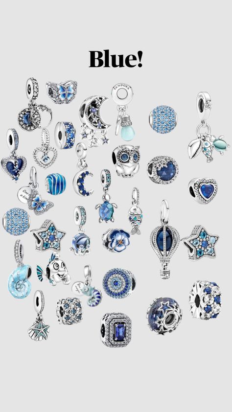 Pandora Bracelet Charms Ideas, Charm Ideas, Pandora Bracelet Designs, Pandora Blue, Pandora Jewelry Charms, Charms Pandora, Bracelet Pandora, Jewelry Accessories Ideas, Bracelet Charms