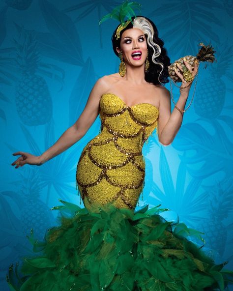 Manila Luzon • RuPaul's Drag Race • Season 3 Manila Luzon, Camp Fashion, Drag Queen Outfits, Pineapple Dress, Drag Queens, Rupauls Drag Race, Rupaul, Drag Race, Season 3