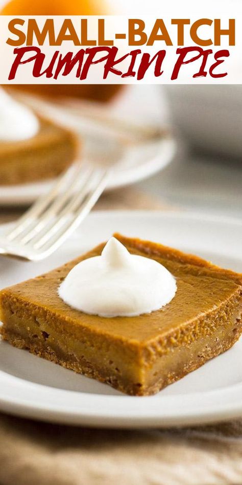 This Small Pumpkin Pie With Graham Cracker Crust is SO good and makes just 4 servings. Vegan Pumpkin Pie Bars, Baking Mischief, Mini Pumpkin Pies Recipe, Pie With Graham Cracker Crust, Mini Pumpkin Pie, Pumpkin Pie Ingredients, Mini Meals, Batch Baking, Small Batch Cookies