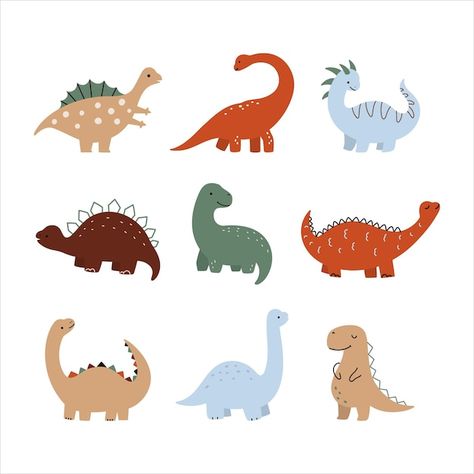 Vector dinosaurs set | Premium Vector #Freepik #vector #tyrannosaurus #raptor #cute-dino #cute-dinosaur Kids Murals, Dino Cute, Dinosaur Wedding, Dinosaur Clip Art, Valentine Cartoon, Dinosaur Clipart, Baby Staff, Arrow Background, Icon Set Design