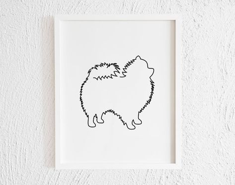 Pomeranian Line Art, Pomeranian Doodle, Pomeranian Drawing, Tattoo Perro, Pom Puppy, Tattoos Dog, Doodle Print, Dog Line Art, Drawing Dog