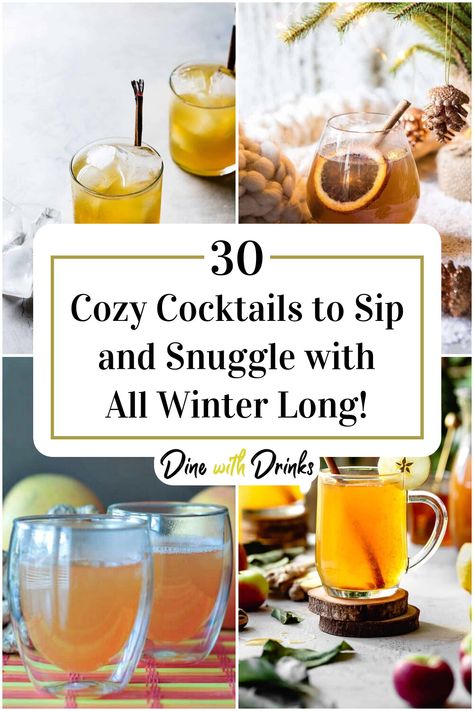 Collage of 4 cozy cocktails. Spicy Drinks, Spicy Cocktail, Cocktail Picks, Delicious Drinks, Winter Drinks, Fall Drinks, Perfect Cocktails, Cozy Vibes, Something Sweet