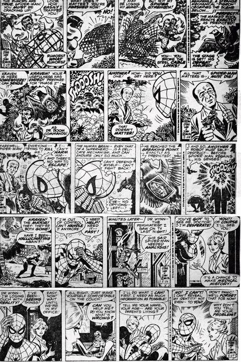 Marvel Comic Strip Wallpaper, Marvel Comic Panels Aesthetic, Black And White Comic Strip, Black And White Marvel Posters, Spiderman Black And White Comic, Marvel Newspaper, Apple Music Template Overlay, Spiderman Newspaper, Marvel Scrapbook