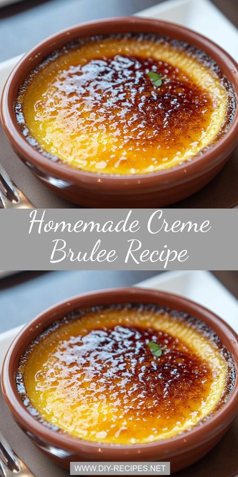 Make homemade Creme Brulee with this step-by-step guide! A rich vanilla custard topped with a golden, crackly sugar crust for a restaurant-quality dessert. Cream Brulee Recipe, Light Desserts Recipes, French Creme Brulee Recipe, Homemade Creme Brulee, Best Creme Brulee Recipe, Roll Desserts, Specialty Desserts, Cream Brulee, Creme Brulee Recipe