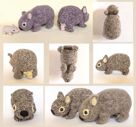 By Rosaura Valdez on Ravelry Crochet Wombat Pattern, Wombat Crochet Pattern, Crochet Wombat Pattern Free, Australian Animal Crochet, Wombat Crochet Pattern Free, Crochet Wombat, Baby Wombat, Crochet Stuffies, Crochet Elephant Pattern