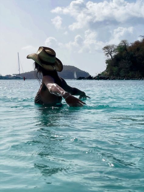 island in the sun shades of blue in the water cowboy hat Hat Beach Pics, Cowboy Hat Beach, Island Blue, Beach Pics, Island Vibes, Cowboy Hat, Blue Water, Cowboy, Water