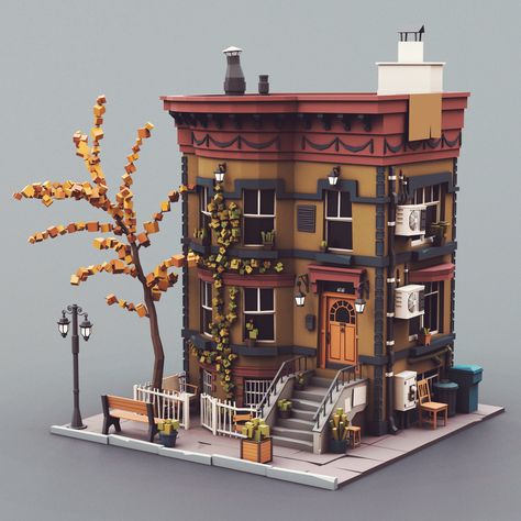 Low Poly Architecture, Sims Townhouse, Townhouse Exterior Design, Townhouse Minecraft, Bloxburg Townhouse, Minecraft Townhouse, Sims 4 Townhouse, Tiny Townhouse, Low Poly Building