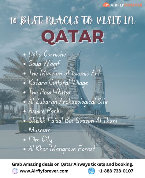 10 Best Places To Visit in Qatar Qatar Places To Visit, Qatar Doha, Mangrove Forest, Cheap Flight, Flight Tickets, Cheap Flight Tickets, Qatar Airways, Place Names, Doha