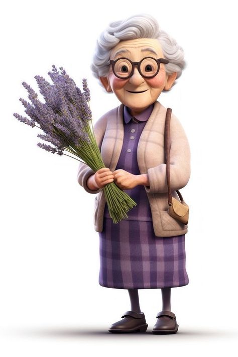 Lavender Cartoon, Old Woman Cartoon, Old Woman Illustration, Old Lady Cartoon, Lady Cartoon, Advanced Photography, Cartoon Flower, Girl Drawings, Cartoon People