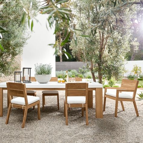 Outdoor Dining Furniture | Williams Sonoma Dining Table And Chairs, Teak Dining Chairs, Teak Chairs, Teak Dining Table, Teak Outdoor, Outdoor Dining Furniture, Rectangular Dining Table, Outdoor Dining Set, Williams Sonoma