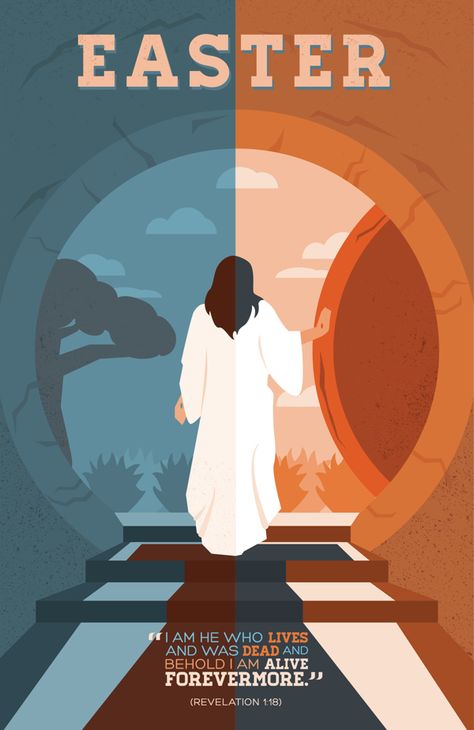 Iconic Christian Easter artwork of Jesus walking out of the tomb. Easter Poster Design, Wardrobe Art, Christian Graphic Design, Easter Poster, Jazz Poster, Easter Wallpaper, Jesus Christ Art, Easter Religious, Christian Posters