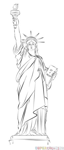 How to draw the Statue of Liberty step by step. Drawing tutorials for kids and beginners. Statue Of Liberty Drawing, Greek Statues, Drawing Tutorials For Kids, The Statue Of Liberty, Lady Liberty, Drawing For Beginners, Step Drawing, Drawing Tutorials, Step By Step Drawing