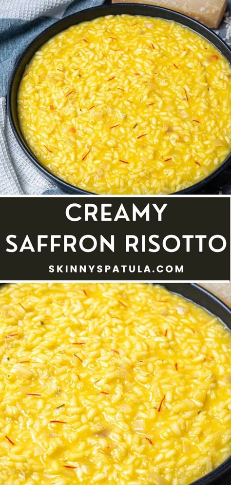 Saffron Recipes Vegetarian, Yellow Saffron Rice Recipes, Saffron Rissoto Recipes, Saffron Risotto With Shrimp, Risotto With Saffron, Saffron Orzo Recipes, Fish Risotto Recipes, Risotto Rice Recipes, Saffron Risotto Recipes