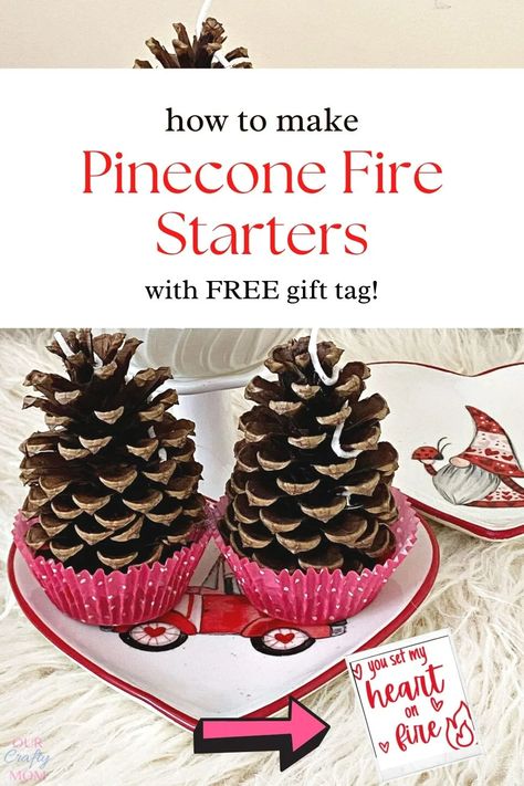 How to Make Pinecone Fire Starters with Free Printable Gift Tag Pinecone Projects, Pinecone Fire Starters, Thrifty Style, Fire Starters Diy, How To Make Leather, Pine Cone Candles, Free Printable Gifts, Easter Printables Free, Free Printable Gift Tags