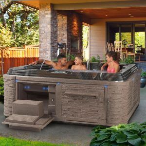 Everlast Spas Grand Estate 90-Jet Acrylic Spa (Midnight Canyon) Small Hot Tub, Backyard Spa, Grand Estate, Hot Tub Patio, Outdoor Hot Tub, Hot Tub Ideas, Tub Cover, Hot Tub Cover, Hot Tub Backyard