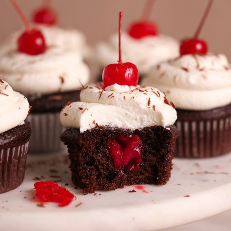 Black Forest Cake Cupcakes, Black Forest Cupcakes With Box Cake, Matilda Chocolate Cake, Lemon Blueberry Muffins Recipe, Forest Cupcakes, Black Forest Cupcakes, Moist Chocolate Cupcakes, Chocolate Cupcakes Filled, Chocolate Cake From Scratch