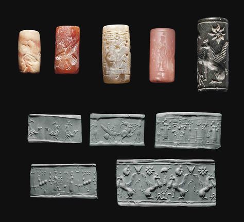 Labyrinth Goblins, Ancient Writing, Cylinder Seal, Sacred Tree, Archaeological Discoveries, Mesopotamia, Trade Beads, Historical Artifacts, Objet D'art