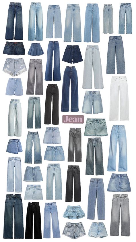 #jeans ! 🫶🏻🫶🏻🫶🏻 Pants Collage, Aesthetic Jeans Outfit, Types Of Trousers, Jeans Aesthetic, Cute Things To Buy, Aesthetic Types, Simple Outfits For School, Dream Closet Design, Jeans Ideas