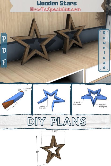 How to Make a Wooden Star - Free Plans Wooden Stars Diy How To Make, Diy Wooden Stars Pattern, Wooden Stars Diy, Diy Wooden Star, Wooden Christmas Trees Diy, Farm Road, Christmas Diy Wood, Woodwork Ideas, Wooden Christmas Crafts