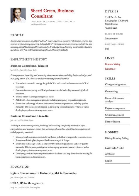 Simple Business Consultant Resume Template Business Cleaning Services, Consultant Resume, Business Development Manager, Resume Pdf, Resume Building, Writing Guide, Business Consultant, Manager Resume, Business Problems