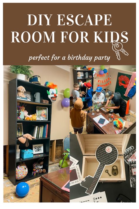 Dollar Tree Escape Room, Escape Room Bday Party, Diy Escape Room Birthday Party, Kids Escape Room Diy, Escape Room Birthday Party Decorations, Diy Escape Room For Teens, Birthday Escape Room Diy, Escape Room Party Ideas, Kids Escape Room Ideas