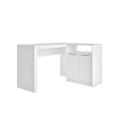 Kalmar L Shaped Office Desk With Inclusive Cabinet White - Manhattan Comfort : Target L Shaped Bar, L Shaped Office Desk, Beautiful Furniture Pieces, L Shaped Executive Desk, Wood Office Desk, L Design, Home Office Furniture Desk, Manhattan Comfort, L Shaped Desk