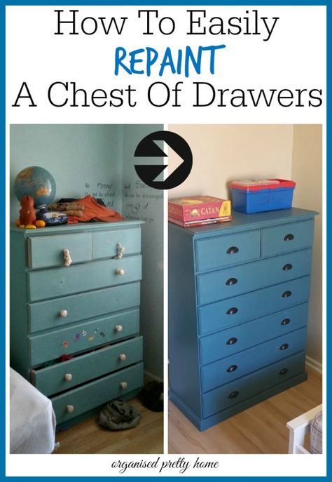 how to easily repaint a chest of drawers Bedroom Makeover Before And After, Painting Kids Furniture, Chest Of Drawers Makeover, Grey Bedroom Furniture, Boys Bedroom Makeover, Painted Bedroom Furniture, Bedroom Drawers, Dressers Makeover, Kids' Furniture