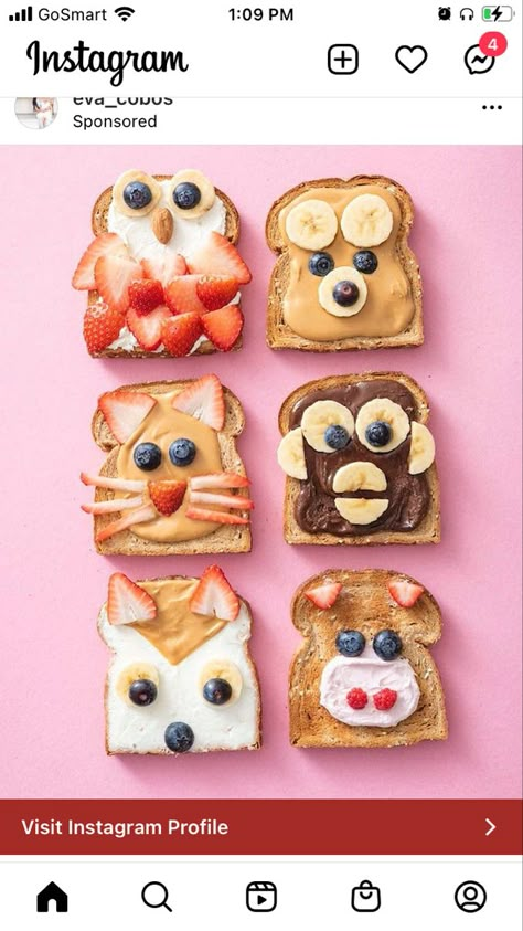 Toddler Treats, Toast Art, Food Art For Kids, Creative Food Art, Cute Snacks, Easy Food Art, Fun Snacks For Kids, Toddler Snacks, Christmas Break