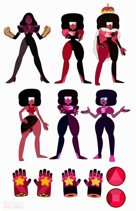 Steven Universe: the different outfits and looks of Garnet on the show Gem Fusions, Garnet Steven, Garnet Steven Universe, Steven Universe Drawing, Steven Universe Characters, Steven Universe Comic, Steven Universe Gem, We Are The Crystal Gems, Garnet Gem