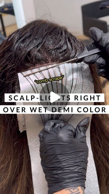 Emily Chen on Instagram: "My voice is broken today, but my weaving game is not. I just LOVE a demi base + baby scalp-weaves for the ultimate blend 🤌 it makes for the dreamiest, blendiest color that grows out beautifully 🥰

Formula:

Demi base - Goldwell REGULAR Colorance (the blue can, not the pink!) 55ml 6N, 5ml 6A + 60ml 2% (7vol) lotion 

Highlights - oxycur + 20

Toner SEQ 8VG 

Ask me anything below 👇" Demi Hair Color Shades, Halo Hair Colors, Demi Hair Color, Baby Highlights, Hair Dye Tips, Demi Permanent, Redken Shades, Hair Color Formulas, Design Hair